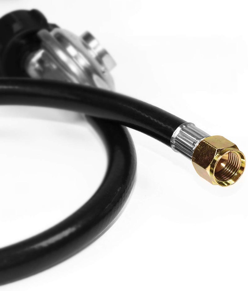 DOZYANT 3 Feet Propane Regulator Hose with Propane Tank Gauge Universal Grill Regulator Replacement Parts, QCC1 Hose and Regulator for Most LP Gas Grill, Heater and Fire Pit Table, 3/8" Female Flare Nut - Image 4